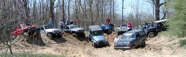 Group pic of 4Given4x4 club members. This was a club members only run. Club land, in Stevensville, MI 4/26-27/03
