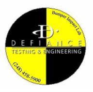 1971 Ford Ranchero - This is a logo for Defiance Testing & Engineering, specializing in bumper impact testing.