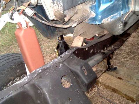 1984 Ford Bronco - F350 shock tower, rear hanger bolted into frame (will be welded, too)