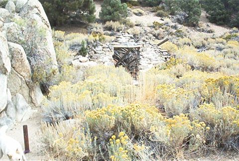 1986 Ford Bronco - A rustic stone structure stands amidst dry brush and rocks, suggesting an abandoned outpost.