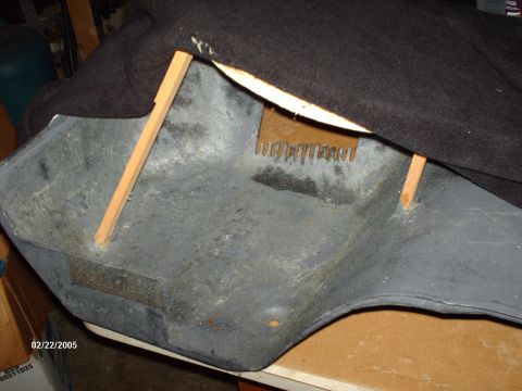 1995 Ford Probe - A custom speaker enclosure part is shown with wooden supports and fabric covering, dated February 22, 2005.