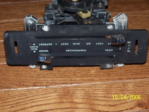 1979 Ford F-150 - Climate control panel showing temperature, fan, and mode settings.