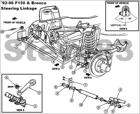 1983 Ford Bronco - Steering Linkage for Bronco & F150 VIEW A IS INCORRECT - there is no adjusting sleeve at the pitman arm. The main view is correct. 1 Tie Ro…