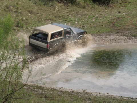 1986 Ford Bronco - playing in a tank