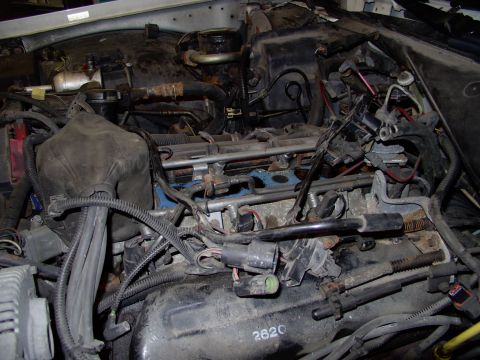 1990 Lincoln Town Car - Lower intake exposed.