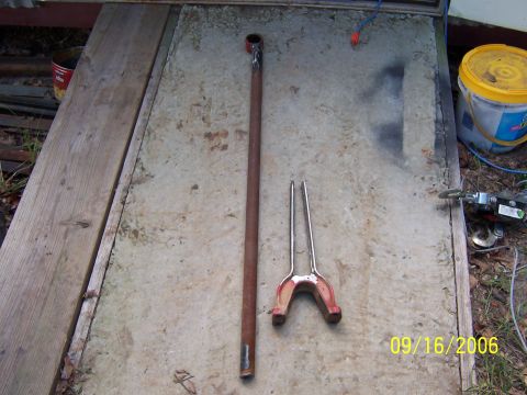 1978 Ford Bronco - Cut stock arm to fit tube.