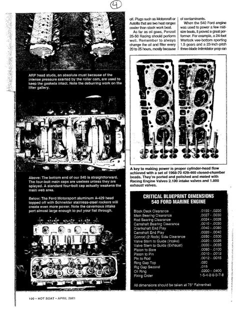 1996 Ford Aspire - This document details the Ford 540 marine engine with critical blueprint dimensions and component information.