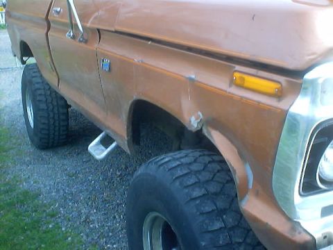 1976 Ford F-100 - 4 different trees tugged on this fender.