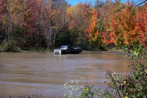 1979 Ford Bronco - A vehicle is seen in a wooded area during the fall season.