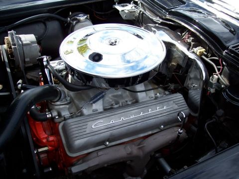 1972 Ford Ranchero - Close-up of a Corvette engine, a chrome air cleaner and distinctive valve covers.