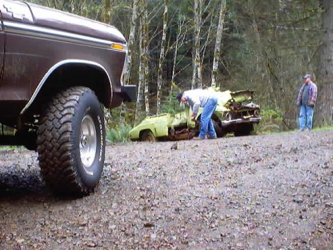 1976 Ford F-100 - Pulling it into position.