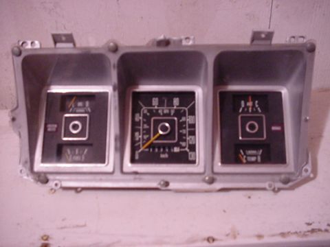 1979 Ford Bronco - Instrument cluster from a 1979 Ford Bronco, showing the speedometer and fuel gauges.