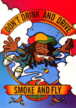 1996 Ford Probe - Cartoon promoting smoking and flying over driving, with Supermotors branding.