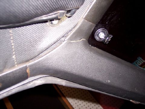 1972 Ford Ranchero - Interior trim panel shows signs of wear and cracking near the seat.