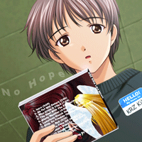 1985 Ford Crown Victoria LTD - A young anime character looks forward while holding a book with a title that is partially obscured.