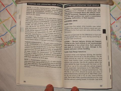 1988 Ford Bronco - owners manual overdrive 2