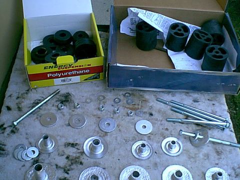 1983 Ford Bronco - I tossed the rubber bushings and cleaned and painted the shels. not seen i cut the nut off the bottom shell. This made the new install much…