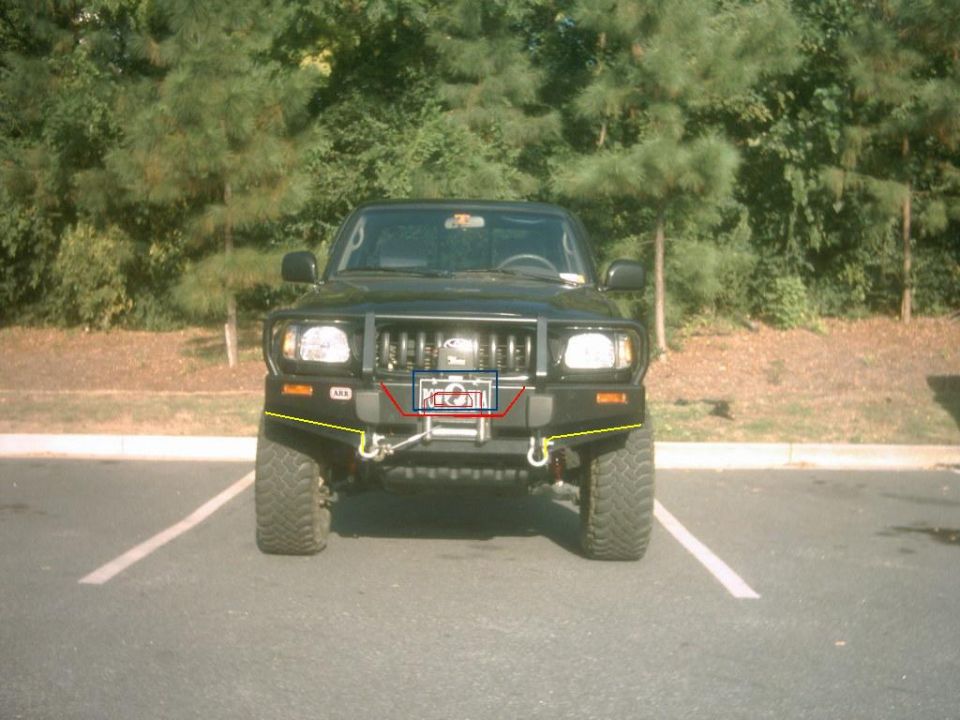 1996 Toyota 4Runner front view with aftermarket bumper and winch