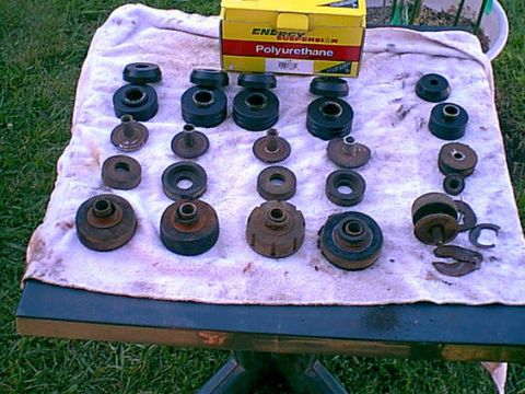 1983 Ford Bronco - Here are the old and new Body mounts. the old rubber were soft and worn down.