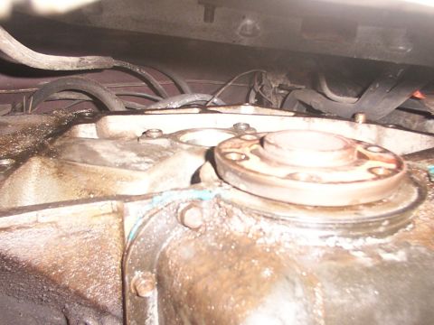 1988 Ford C-350 (Centurion Conversions) - Transmission housing and flange, likely from a truck or heavy equipment.