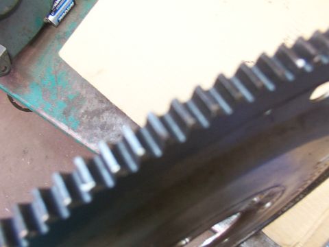 1988 Ford C-350 (Centurion Conversions) - Close-up view of gear teeth on a metal disc, likely a flywheel component.