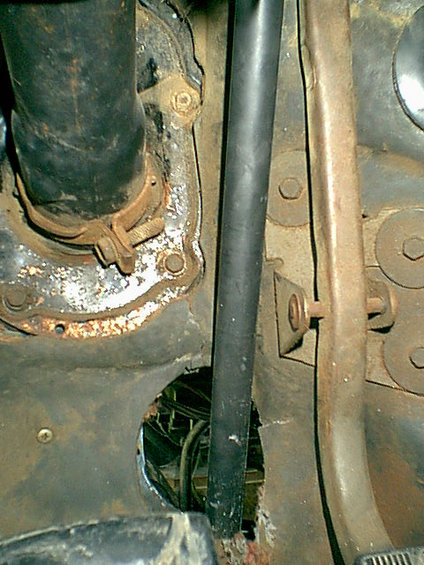 1983 Ford Bronco - Here is the top end of the hole in the floor.