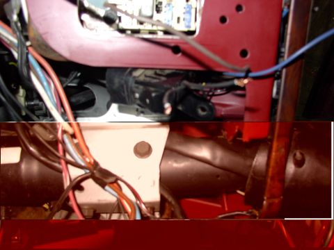 1988 Ford C-350 (Centurion Conversions) - A complex network of wires and electrical connectors is visible in this close-up view.