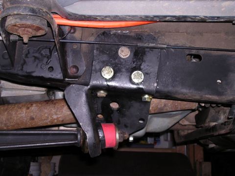 1994 Ford Bronco - drivers side bracket installed with 5, 1/2" bolts