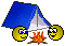 1995 Ford Taurus - Smiley faces enjoy a camping trip with a tent and campfire.