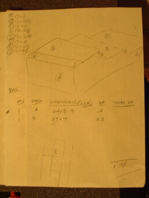 1985 Ford Bronco - I just threw some dimensions down to figure out the board foot I was going to need for the Red Oak I am using for everything but the sides.