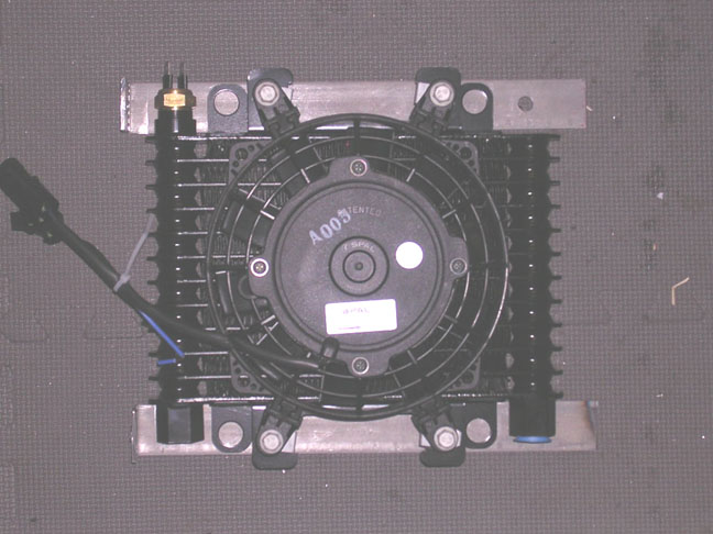 cooler put on brackets.  its a b&m with a puller fan.  Expensive sucker.  better fix my tranny overheating.