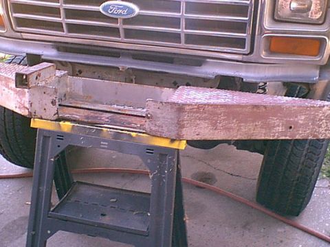 1983 Ford Bronco - Here i am test fitting the new to me bumper. it was off a full size chevy so there will be work to do.