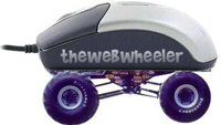1990 Ford Bronco - graphic logo showing a computer mouse riding on purple off-road monster-truck tires with the text theWeBwheeler.