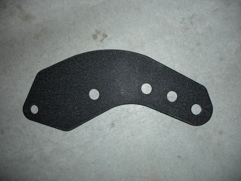 1996 Ford Bronco - Black metal bracket with five circular holes on a concrete surface.