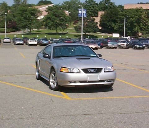 2000 Ford Mustang - Silver 2000 Ford Mustang parked in a lot.