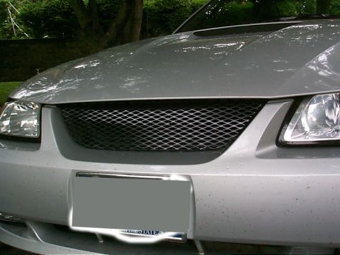 2000 Ford Mustang - The diamond-patterned grille on this silver car matches the 2000 Ford Mustang's design.