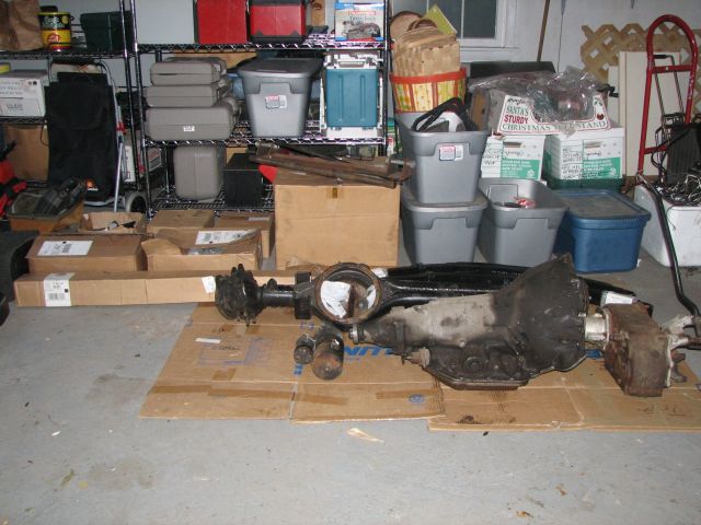 drivetrain assembly on cardboard
