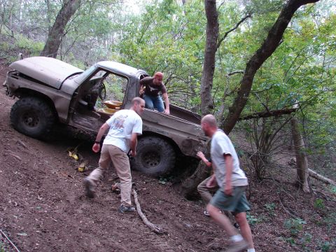1996 Ford Bronco - Frank hit these trees hard after he broke a hub and rear driveshaft trying to go up cajones hill.