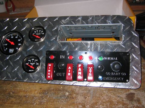 1979 Ford Bronco - radio goes in the big empty slot.... panel from 12voltguy.com