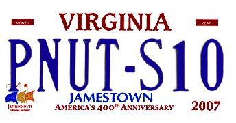 1994 Ford Probe - Virginia license plate commemorating the Jamestown 400th Anniversary in 2007.