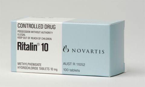 1991 Ford Bronco - Box of Ritalin 10 mg tablets, a controlled drug from Novartis.