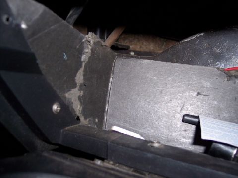 1972 Ford Ranchero - The photo shows the underside of a car's dashboard, focusing on the HVAC ducting and insulation.