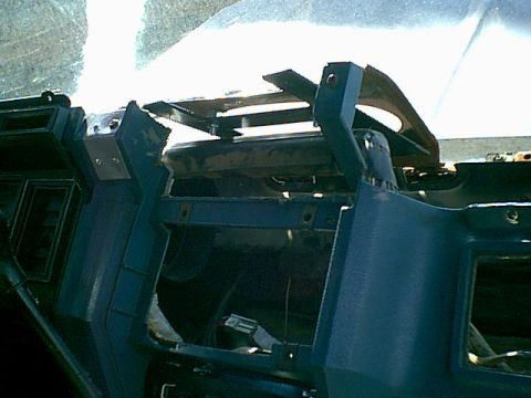 1983 Ford Bronco - here is a lower view. i trimed out the plastic (if you do this watch the main wire harness across the top back side of the plastic dashit i…