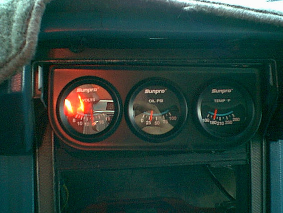 Here are the SunPros install and working. Volts at 14 (Thanks 3G swap) oil Pressure 27 at idle and water temp 180.