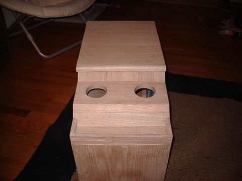 1985 Ford Bronco - A custom wooden center console, likely for a vehicle interior, is shown before finishing.