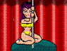 1991 Ford Bronco - A pixelated cartoon depicts a woman in a bikini on a pole, set against a backdrop of red curtains.