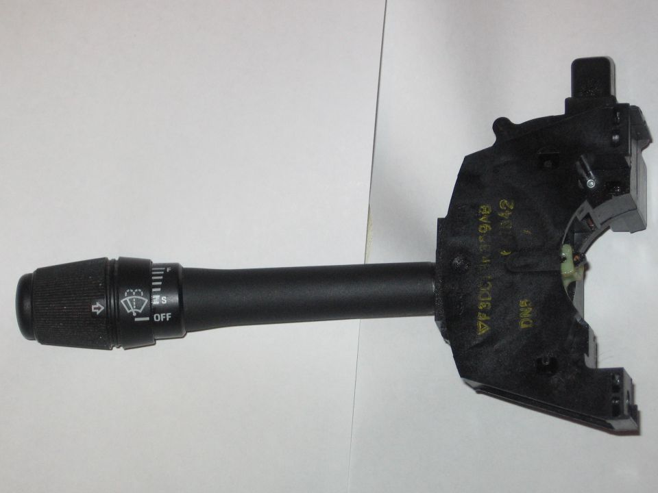 Black multifunction turn signal and wiper switch stalk with OFF wiper markings, shown on white background