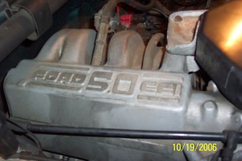 1996 Ford Bronco - The intake manifold clearly shows 'Ford 5.0' lettering, indicating the engine displacement.