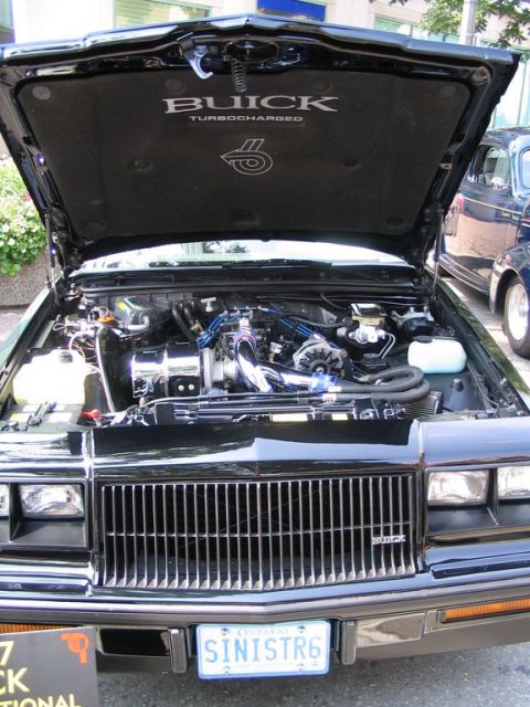 1993 Ford Taurus - Engine bay of a 1987 Buick Regal Grand National, showing the turbocharged V6 engine.