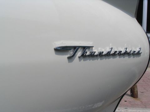 1993 Ford Taurus - A chrome 'Thunderbird' emblem is visible on the side of a white vehicle.